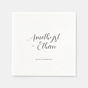 Elegant Modern Script Bride & Groom Names Wedding Napkins