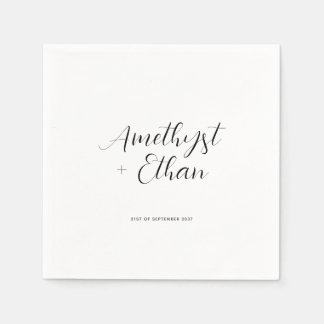 Elegant Modern Script Bride & Groom Names Wedding Napkins