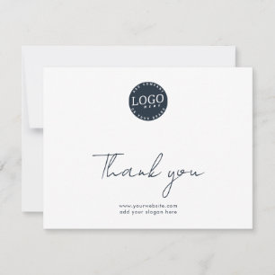 Elegant Modern Script Business Logo Thank You Note Card