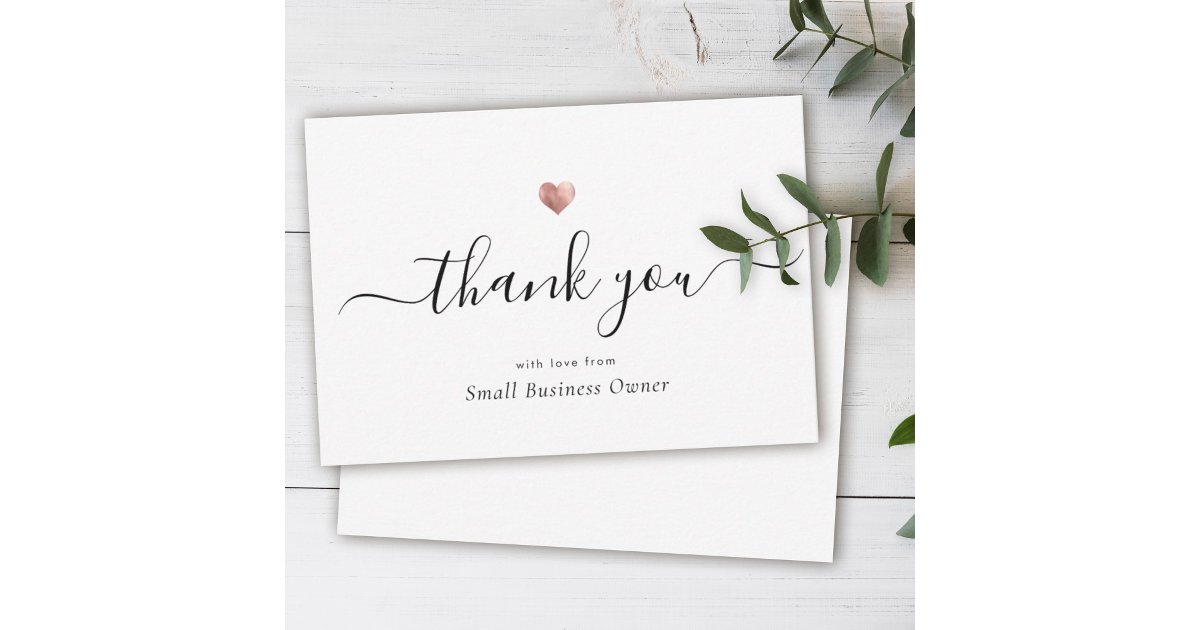 Elegant Modern Script Chic Rose Gold Business Thank You Card | Zazzle