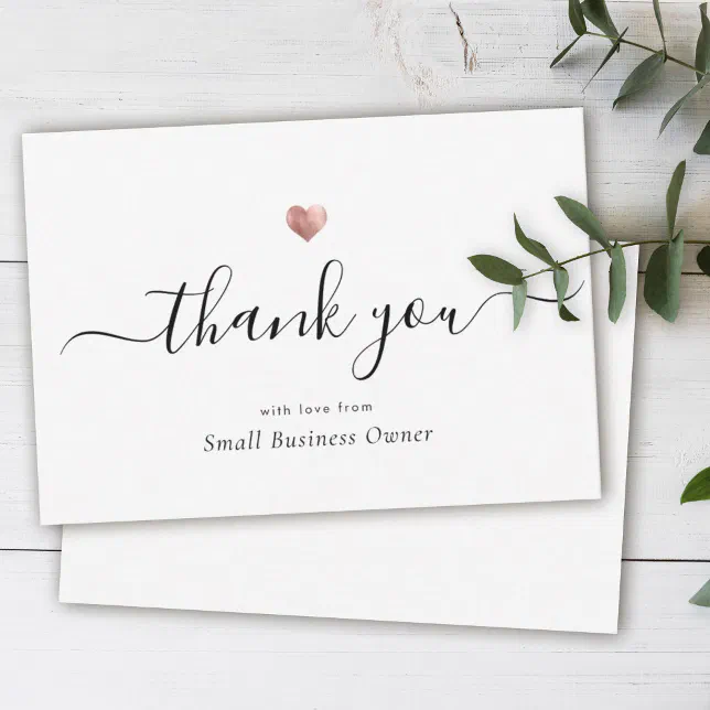 Elegant Modern Script Chic Rose Gold Business Thank You Card | Zazzle