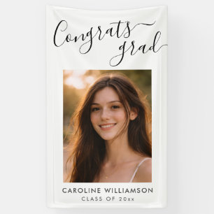 Elegant Modern Script Congrats Graduation Photo Banner