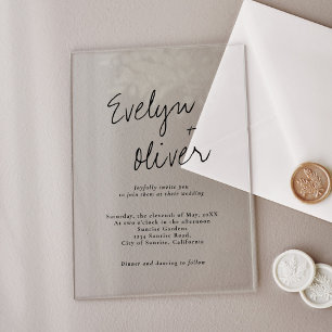 Elegant Modern Script Contemporary Wedding Acrylic Invitations