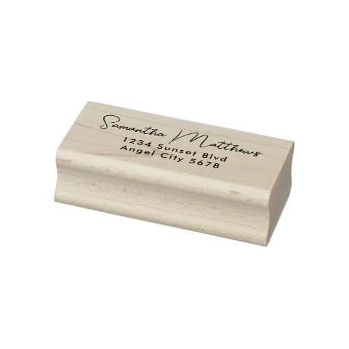 Elegant Modern Script Custom Name Address Rubber Stamp