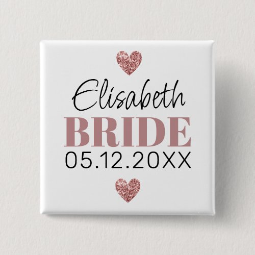   Elegant Modern Script Cute Glitter Hearts Custom Button