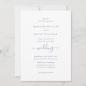 Elegant Modern Script Dusty Blue Wedding Invitation | Zazzle