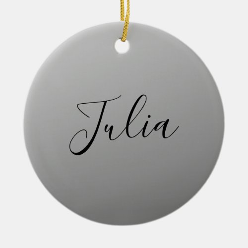 Elegant Modern Script Editable Black Text Writing Ceramic Ornament