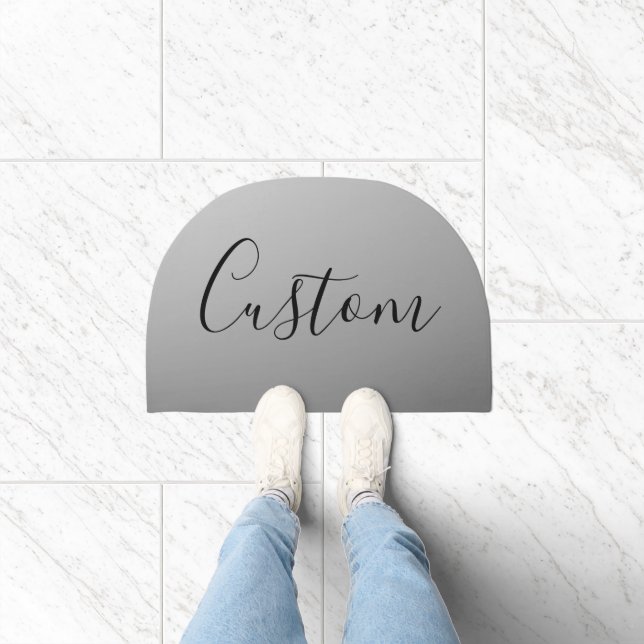 Elegant Modern Script Editable Black Text Writing Doormat (Indoor)