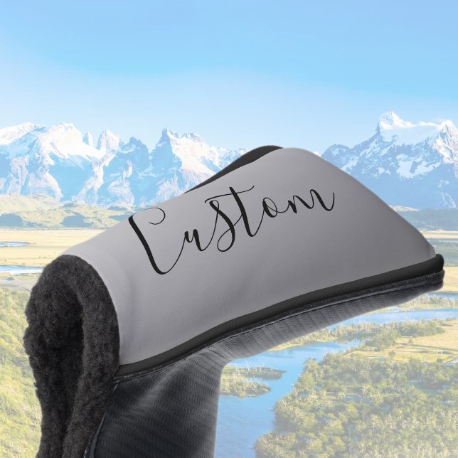 Elegant Modern Script Editable Black Text Writing Golf Head Cover (Creator Uploaded)