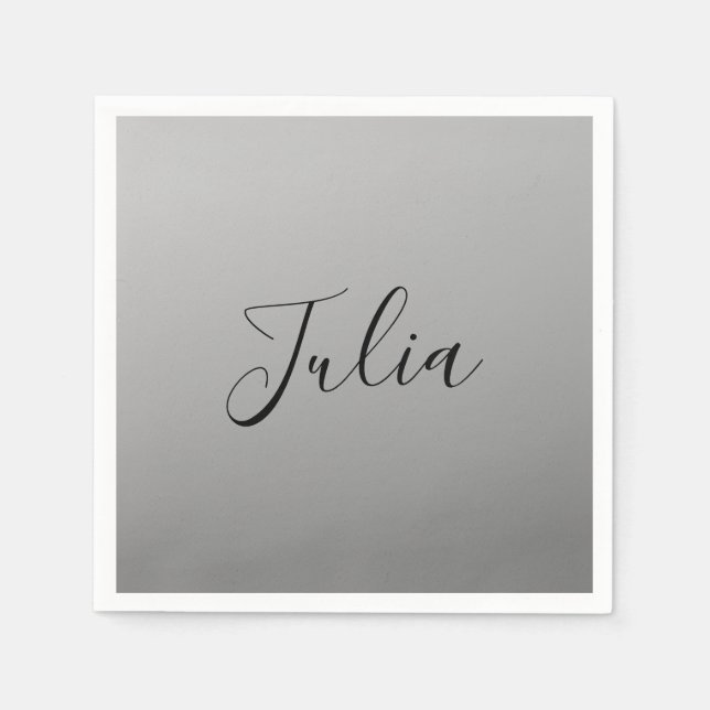 Elegant Modern Script Editable Black Text Writing Napkins (Front)