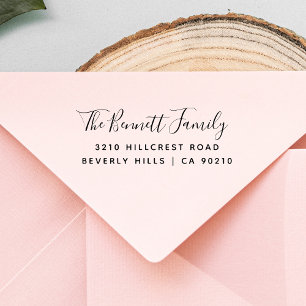 Elegant Modern Script Family Name Return Address Self-inking Stamp