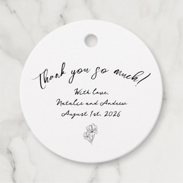 Elegant Modern Script Favor Tags (Front)