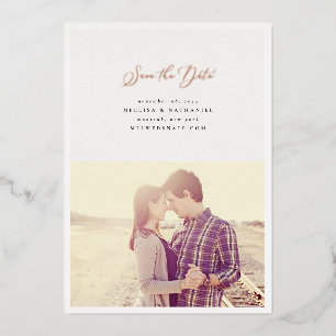 Elegant Modern Script Foil Wedding Save The Date Invitation