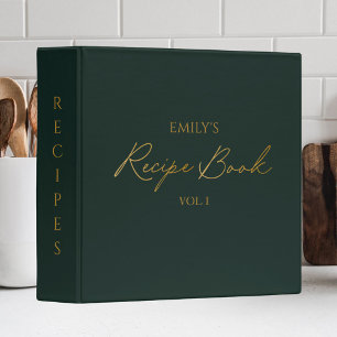 Elegant Modern Script Gold Black Simple Recipe 3 Ring Binder