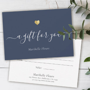 Elegant Modern Script Gold Heart Gift Certificate