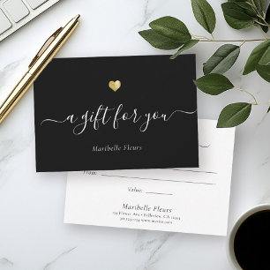 Elegant Modern Script Gold Heart Gift Certificate