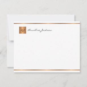 Elegant modern script gold monogram name note card