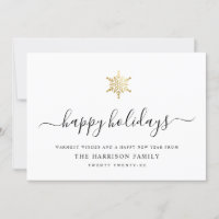 Elegant Modern Script Gold Snowflake Simple