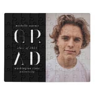 elegant modern script graduation announcement jigs jigsaw puzzle