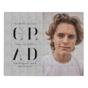 elegant modern script graduation announcement jigsaw puzzle