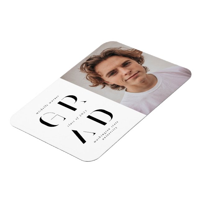 elegant modern script graduation announcement magn magnet (Left Side)