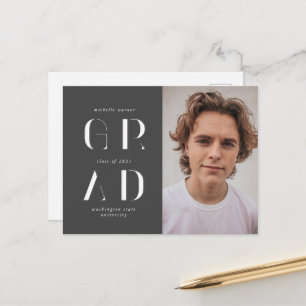 Elegant Modern Script Graduation Announcement  Postcard