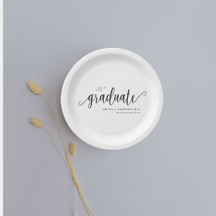 Elegant Modern Script Graduation Party Paper Plates