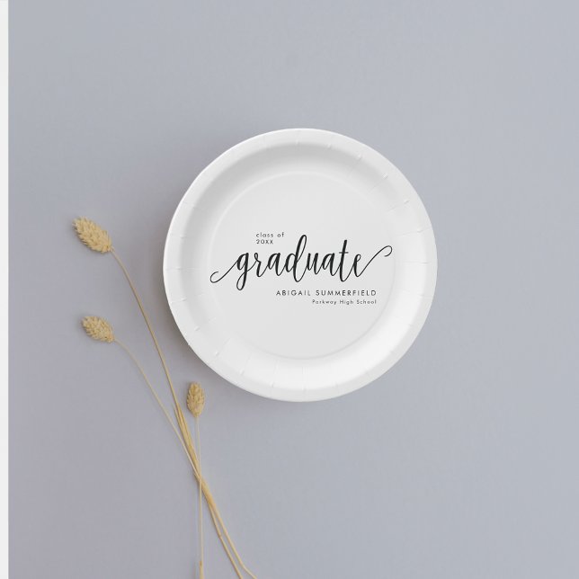 Elegant Modern Script Graduation Party Paper Plates (Creator Uploaded)