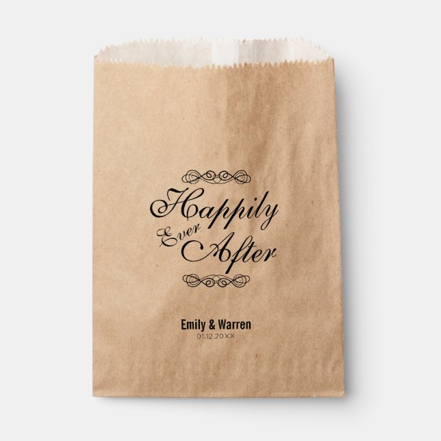 Elegant Modern Script Happily Ever After Wedding Favor Bag (Front)