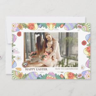Elegant Modern Script Happy Easter family photo Holiday Card