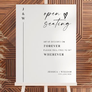 Elegant Modern Script Heart Open Seating Wedding  Foam Board