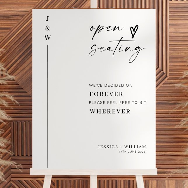 Elegant Modern Script Heart Open Seating Wedding  Foam Board (Creator Uploaded)