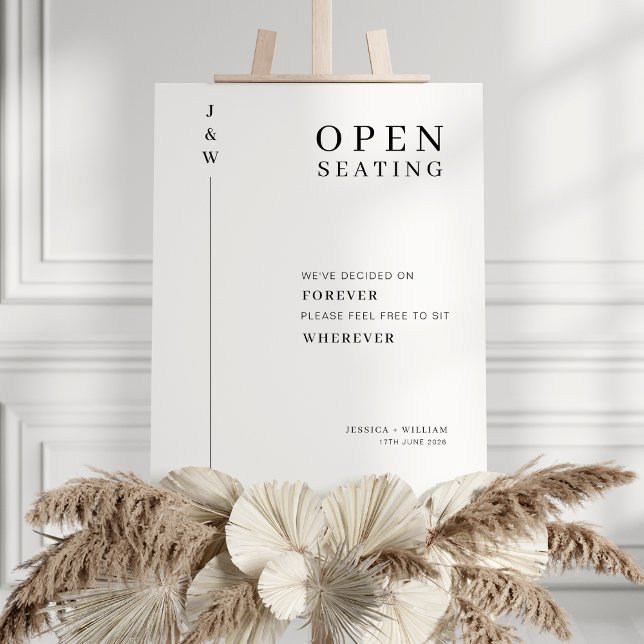 Elegant Modern Script Heart Open Seating Wedding  Foam Board (Creator Uploaded)