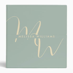 Elegant Modern Script Initial Name Monogram 3 Ring Binder