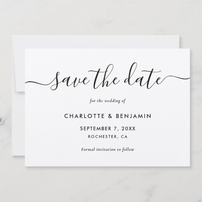 Elegant Modern Script Kraft Paper Wedding Save The Date (Front)