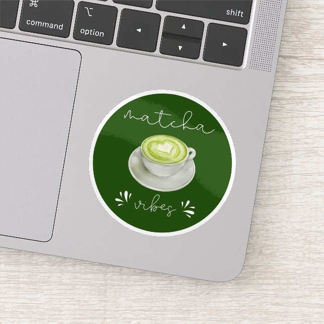 Elegant Modern Script Matcha Vibes Sticker (Detail)