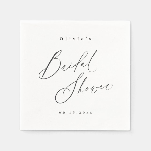 Elegant modern script minimal bridal shower  napkins (Front)