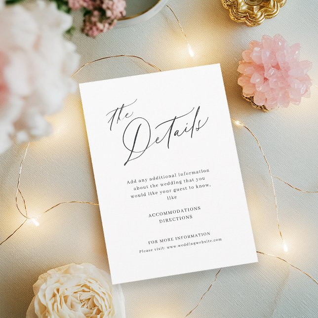 Elegant modern script minimalist wedding details enclosure card (Elegant modern script minimalist wedding details enclosure card)