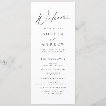 Elegant Modern Script Minimalist Wedding Program 