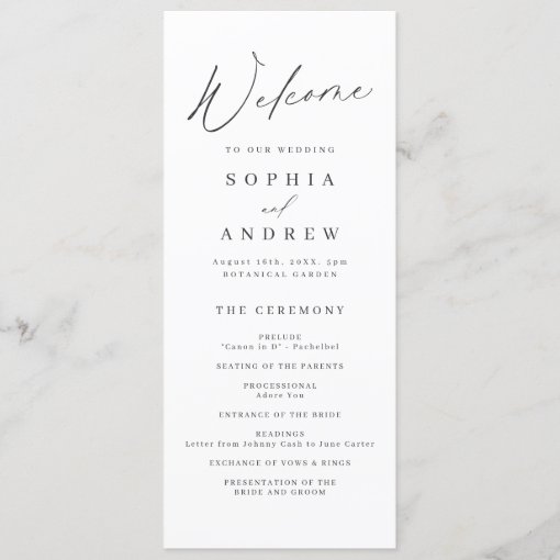 Elegant modern script minimalist wedding program | Zazzle