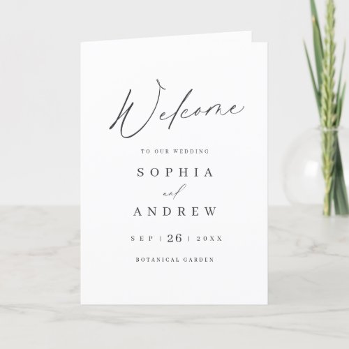 Elegant modern script minimalist wedding  program