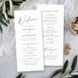 Elegant modern script minimalist wedding  program<br><div class="desc">Modern script minimalist design in charcoal black and white,  simple and elegant. Great wedding program cards. 
See all the matching pieces in collection</div>