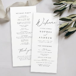 Elegant modern script minimalist wedding program | Zazzle