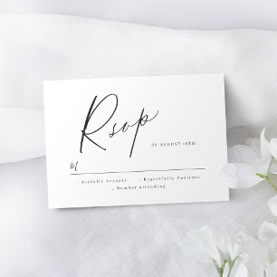 Elegant modern script minimalist wedding RSVP Card