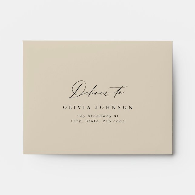 Elegant modern script minimalist wedding RSVP Enve Envelope (Front)