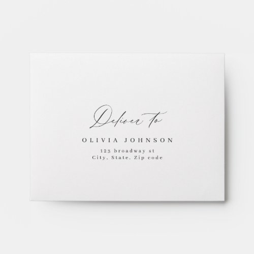 Elegant modern script minimalist wedding RSVP Enve Envelope