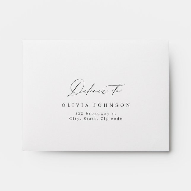 Elegant modern script minimalist wedding RSVP Enve Envelope (Front)