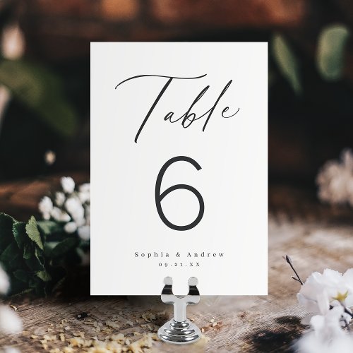 Elegant modern script minimalist wedding  table number