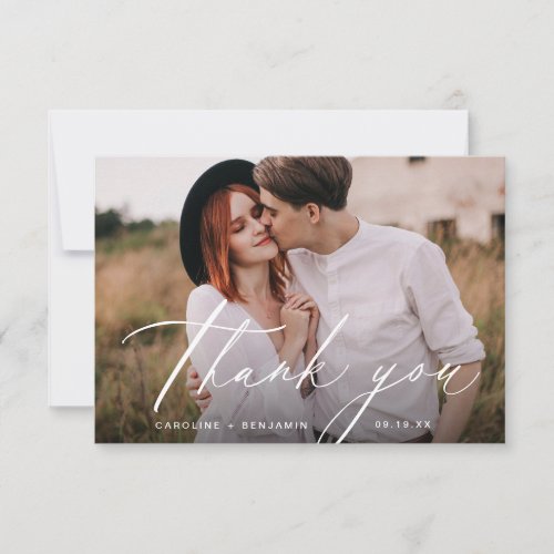 Elegant modern script minimalist wedding thank you