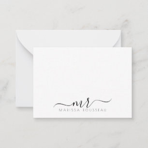 Elegant Modern Script Monogram Initials Note Card